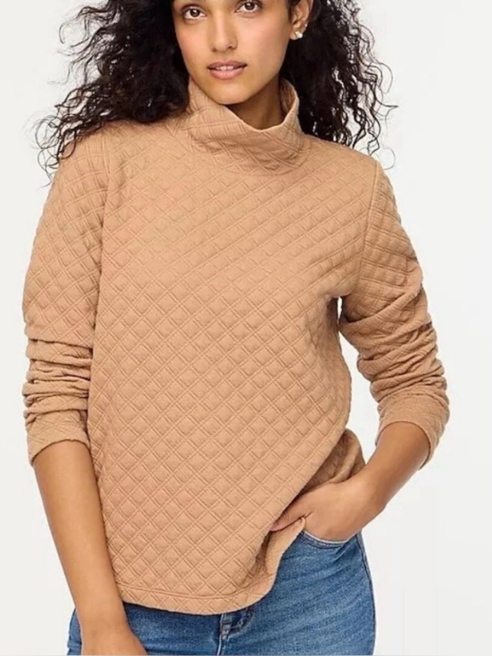 J. Crew Quilted Mockneck Pullover  Sweatshirt